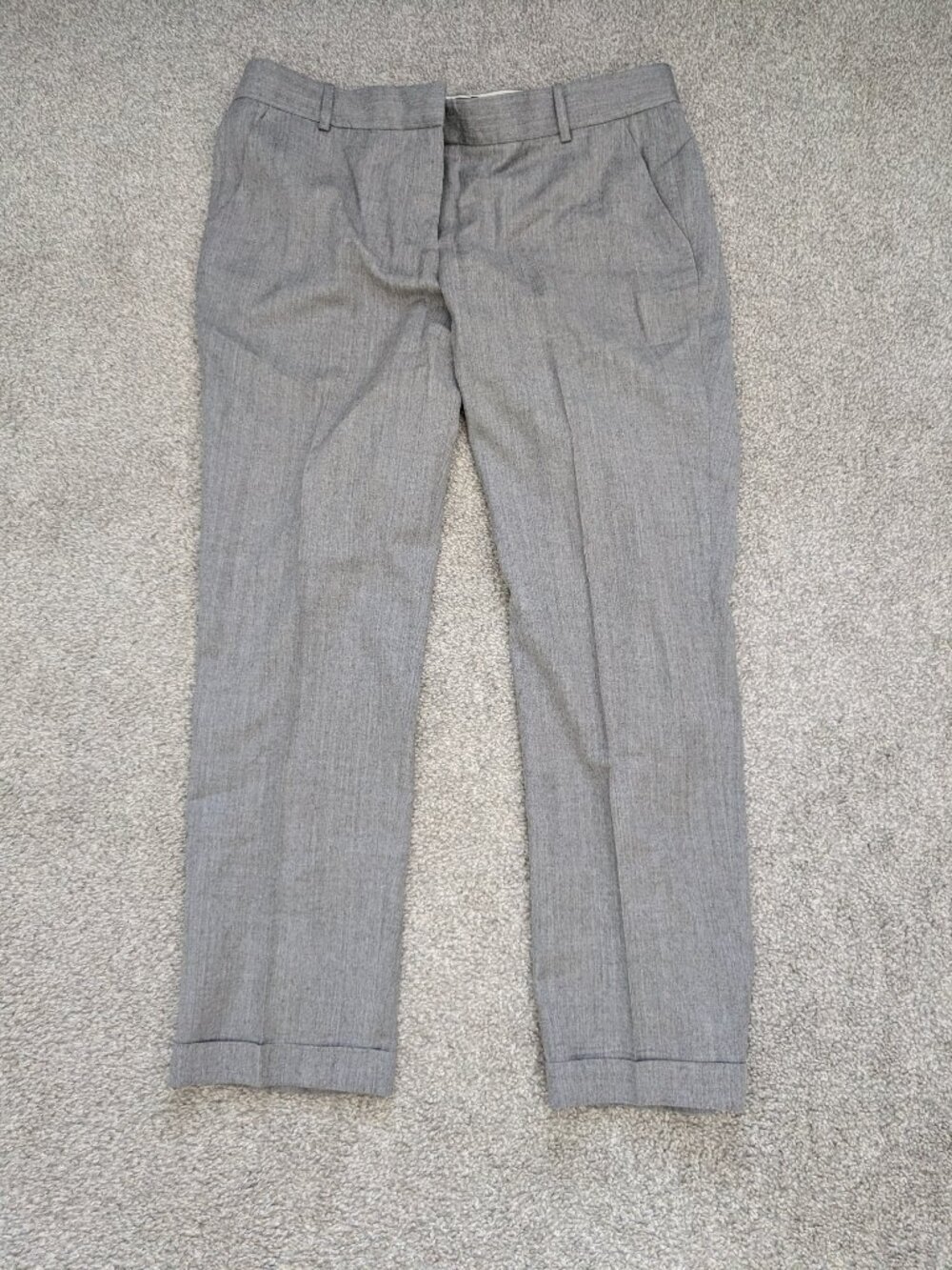 J Crew Cafe Capri Pants Womens 8 Gray Tollegno 1900 100% Wool Crop Made in Italy